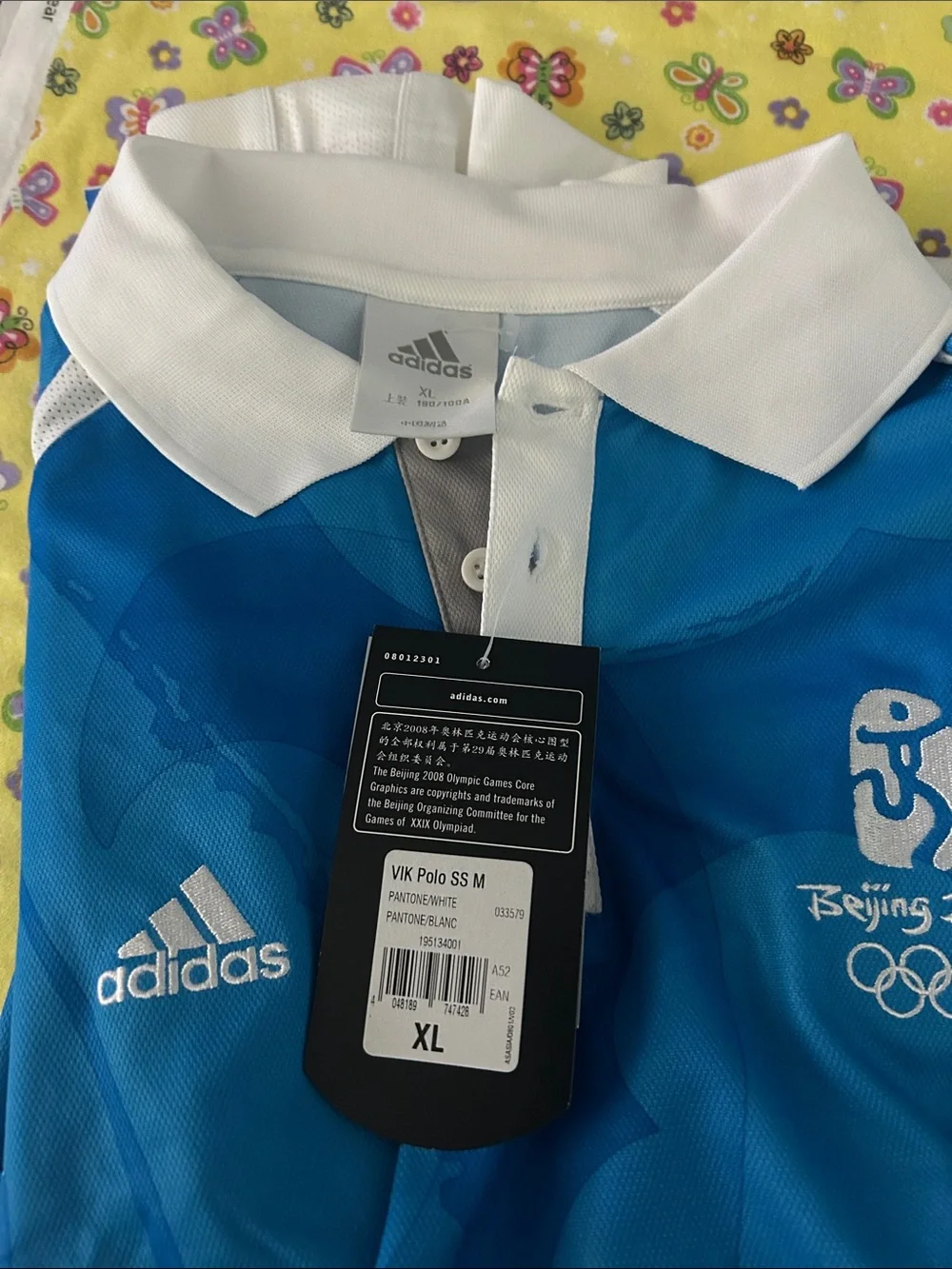 adidas Blue and White Beijing 2008 Olympic Polo